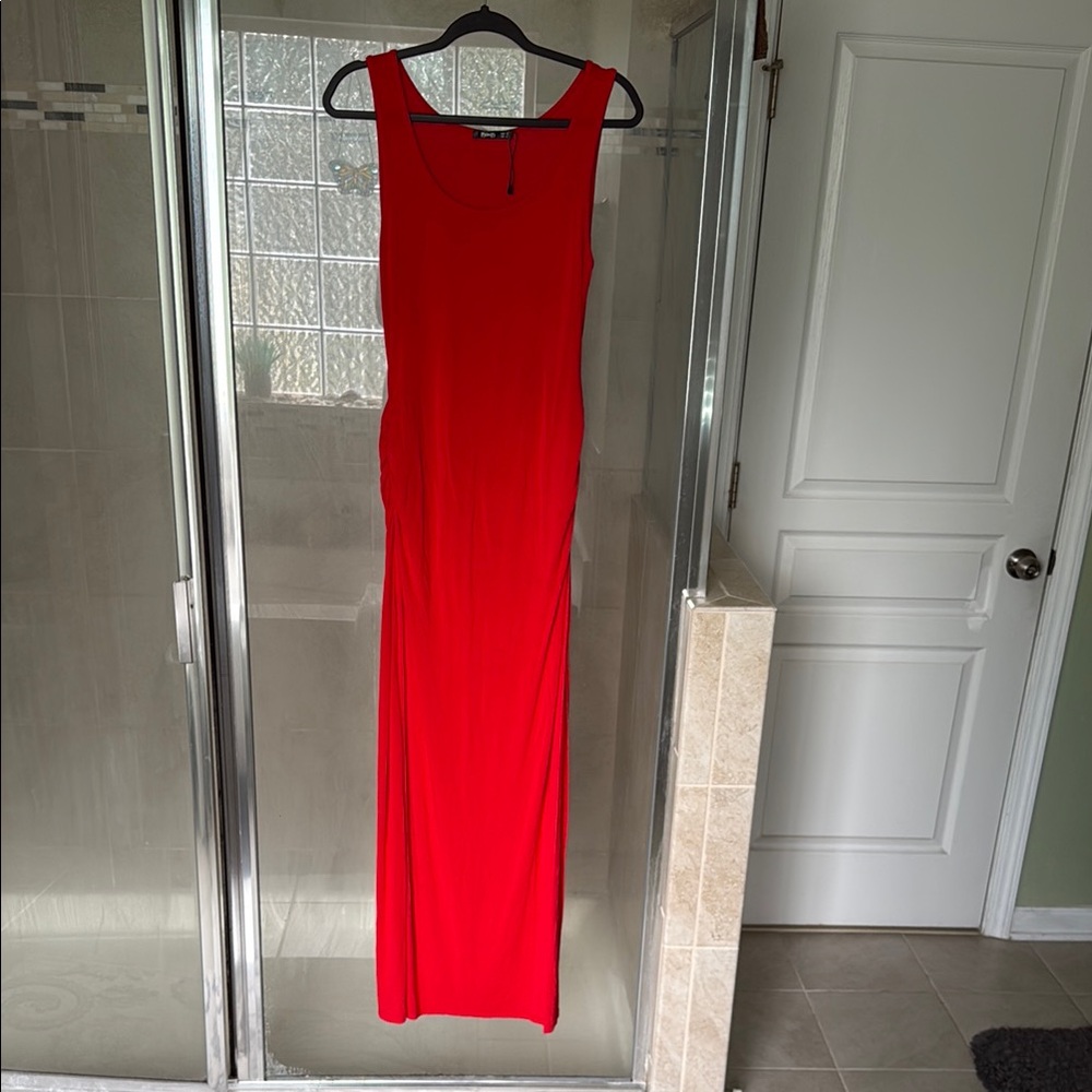 Thanth- Elegant Red Sleeveless Dress- Size Medium
